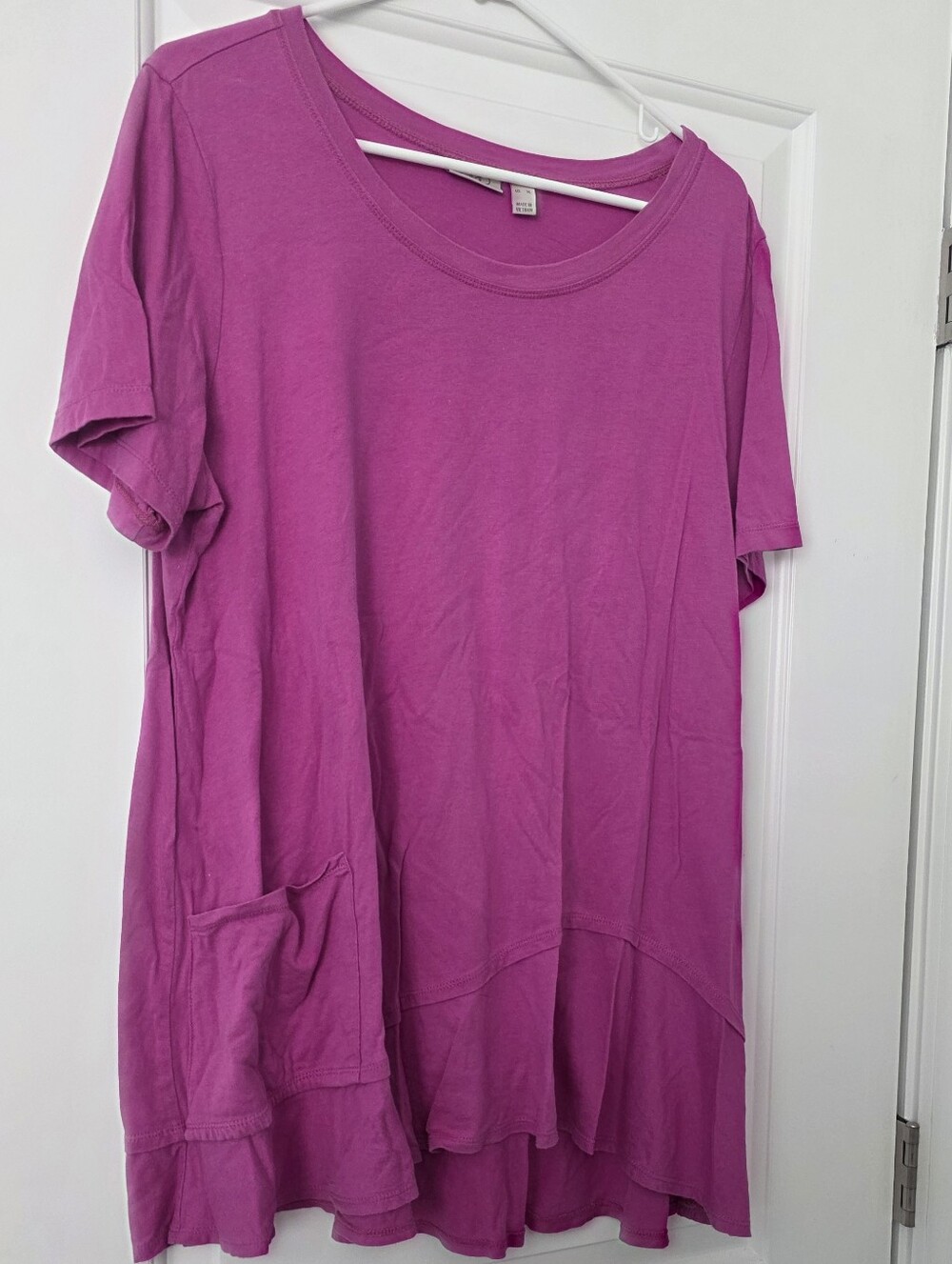 LOGO by Lori Goldstein Fuchsia Layered Pocket Tunic